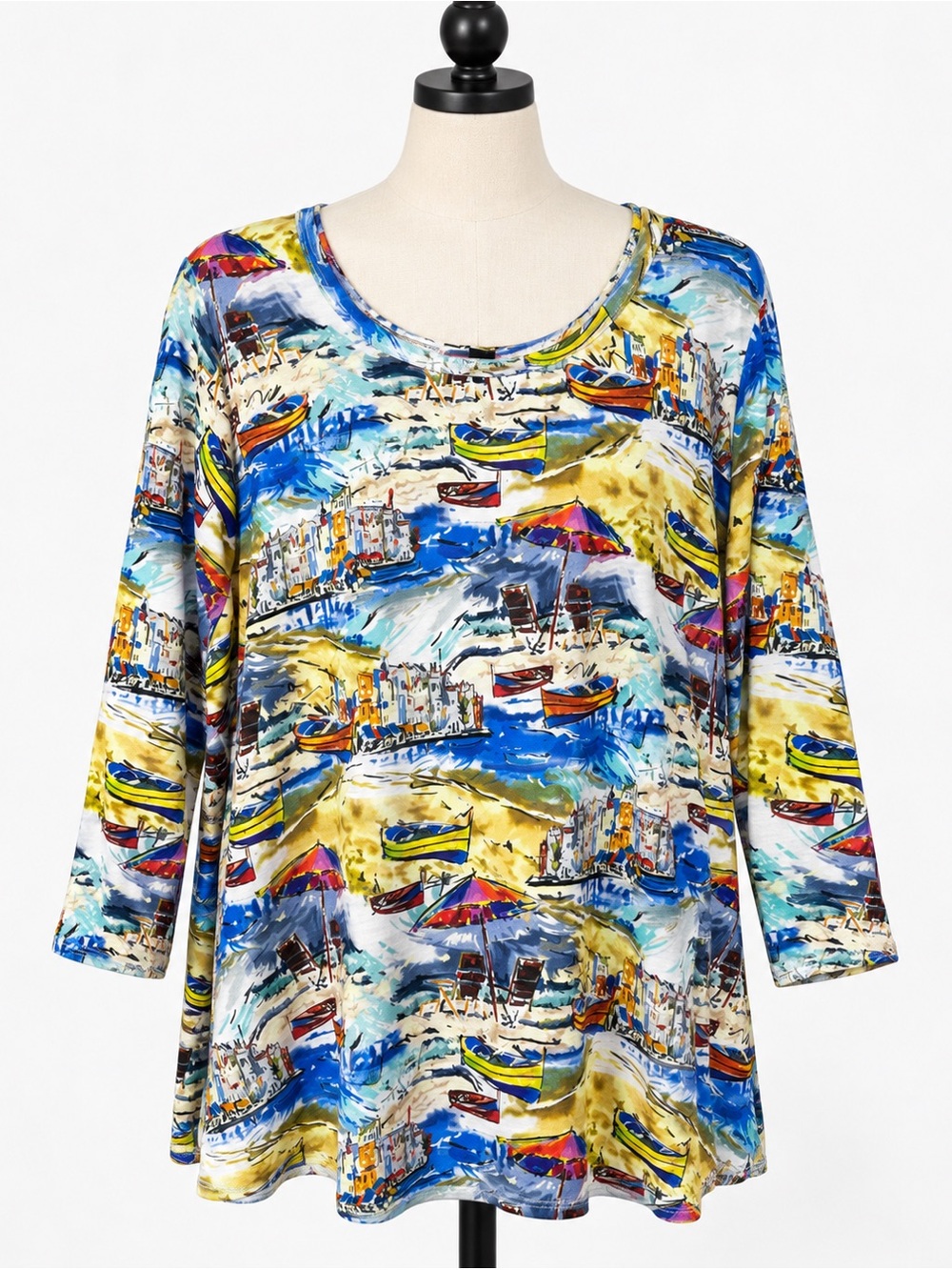 Karen Kane Women's Bright & Beachy Scenic Print Tunic Top